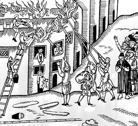 Firefighting at Tiverton, Devon, 1612